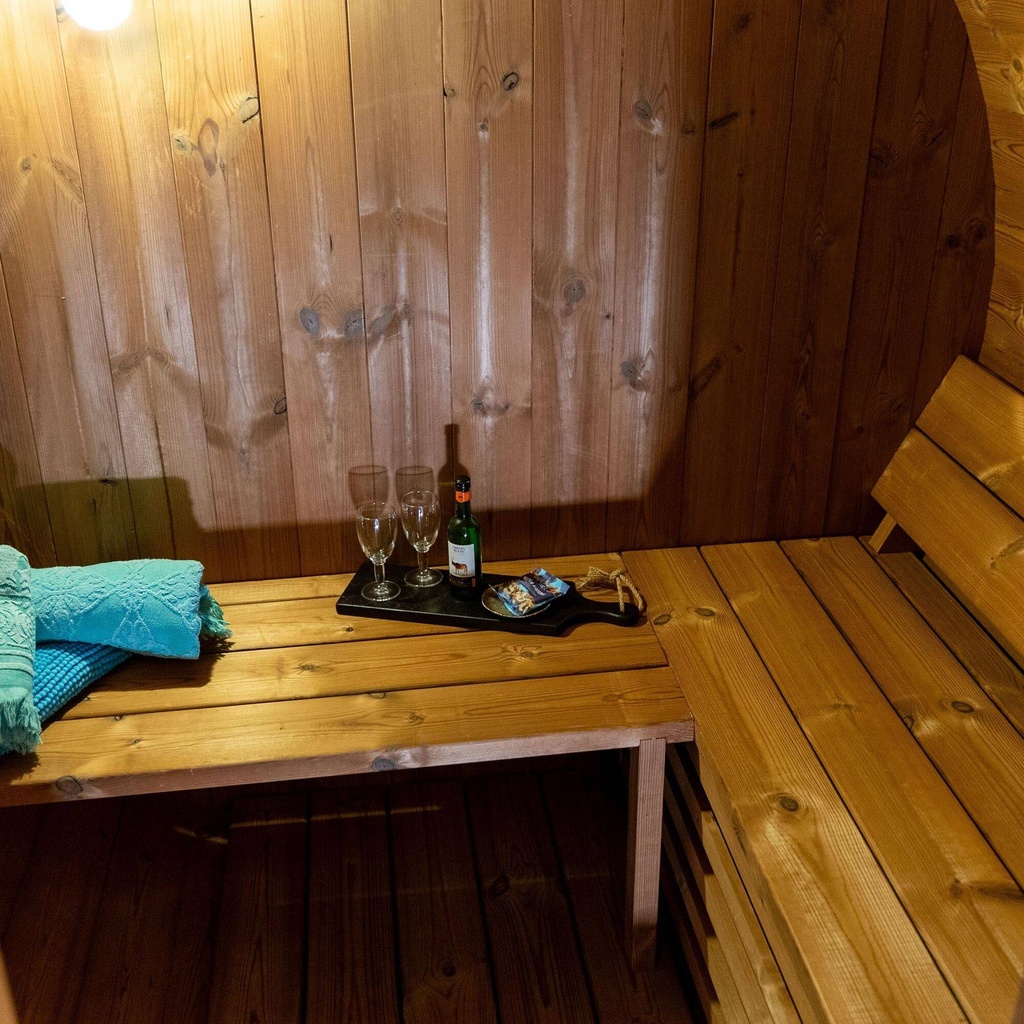 Grenen infrarood Barrelsauna 150 cm thermowood compact met Full Spectrum Infrarood – foto 2