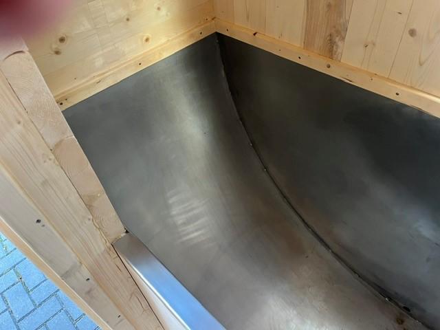 Barrelsauna 390 cm Thermowood grenen met ingebouwde RVS icetub – foto 4