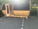 Barrelsauna 390 cm Thermowood grenen met ingebouwde RVS icetub – foto 7