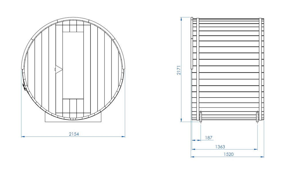 Grenen 150 cm Barrelsauna thermowood compact – foto 6