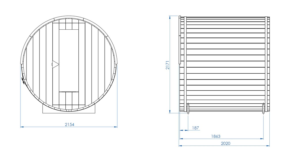 Ayous 210 cm Barrelsauna thermowood de luxe – foto 11