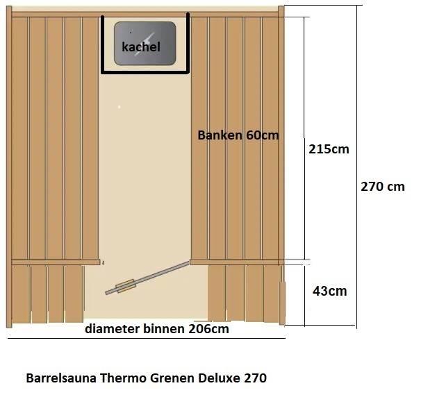 Grenen 270 cm Barrelsauna thermowood comfort – foto 11