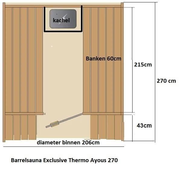 Ayous 270 cm barrelsauna thermowood de luxe – foto 14