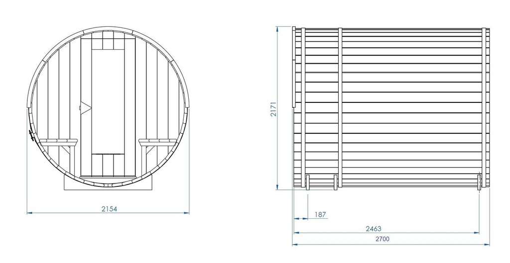 Ayous 270 cm barrelsauna thermowood de luxe – foto 18
