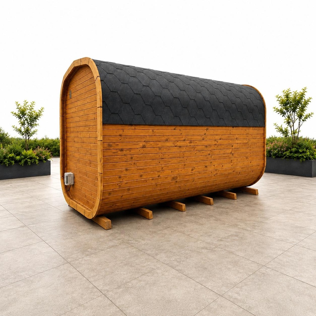 CUBE Sauna 300 cm Thermowood met glazen front – foto 3