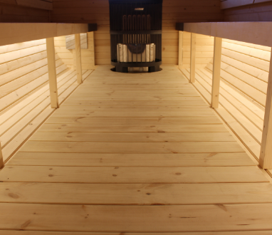 CUBE Sauna 300 cm Thermowood met glazen front – foto 4