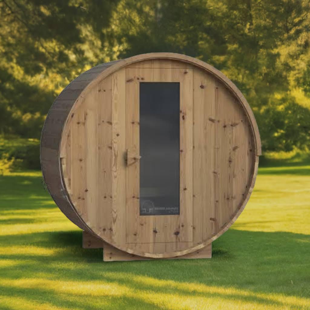 [BST-OC-490] Grenen infrarood Barrelsauna 150 cm thermowood compact met Full Spectrum Infrarood
