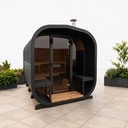 Sauna CUBE da 300 cm in Thermowood con fronte in vetro