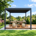 Aluminium Pergola met dubbelwandige aluminium lamellen model 3