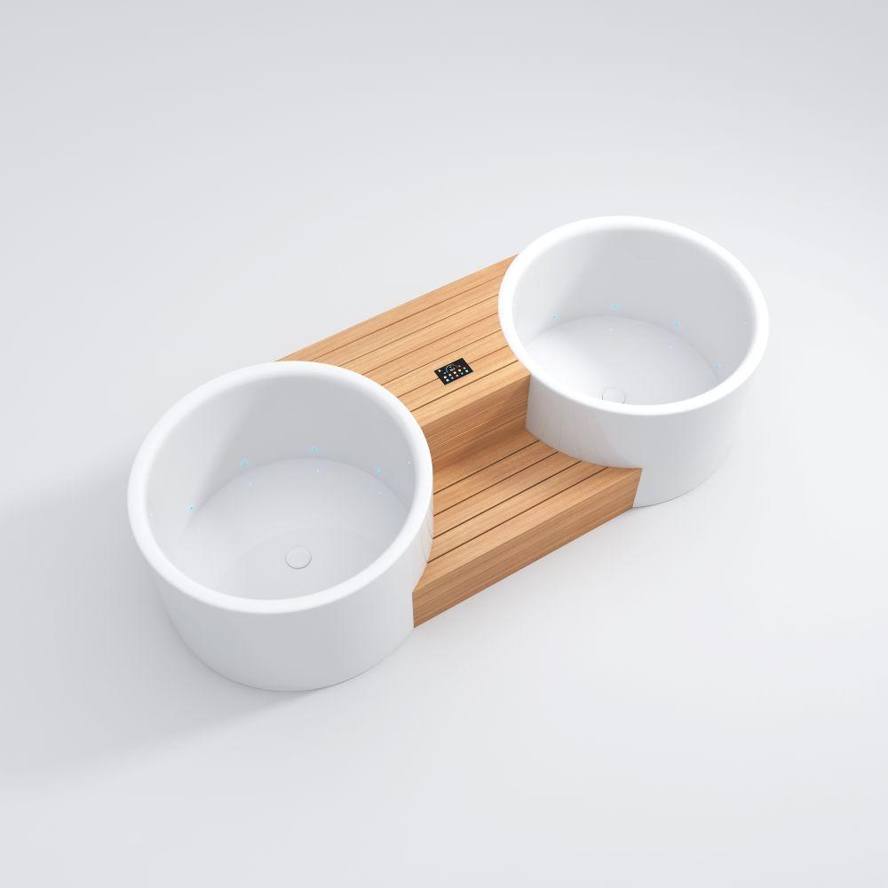 [BST-OC-496-V1] Nordic IceTub 2x2 (Cuba interior y exterior negra con pieza intermedia de composite color madera)