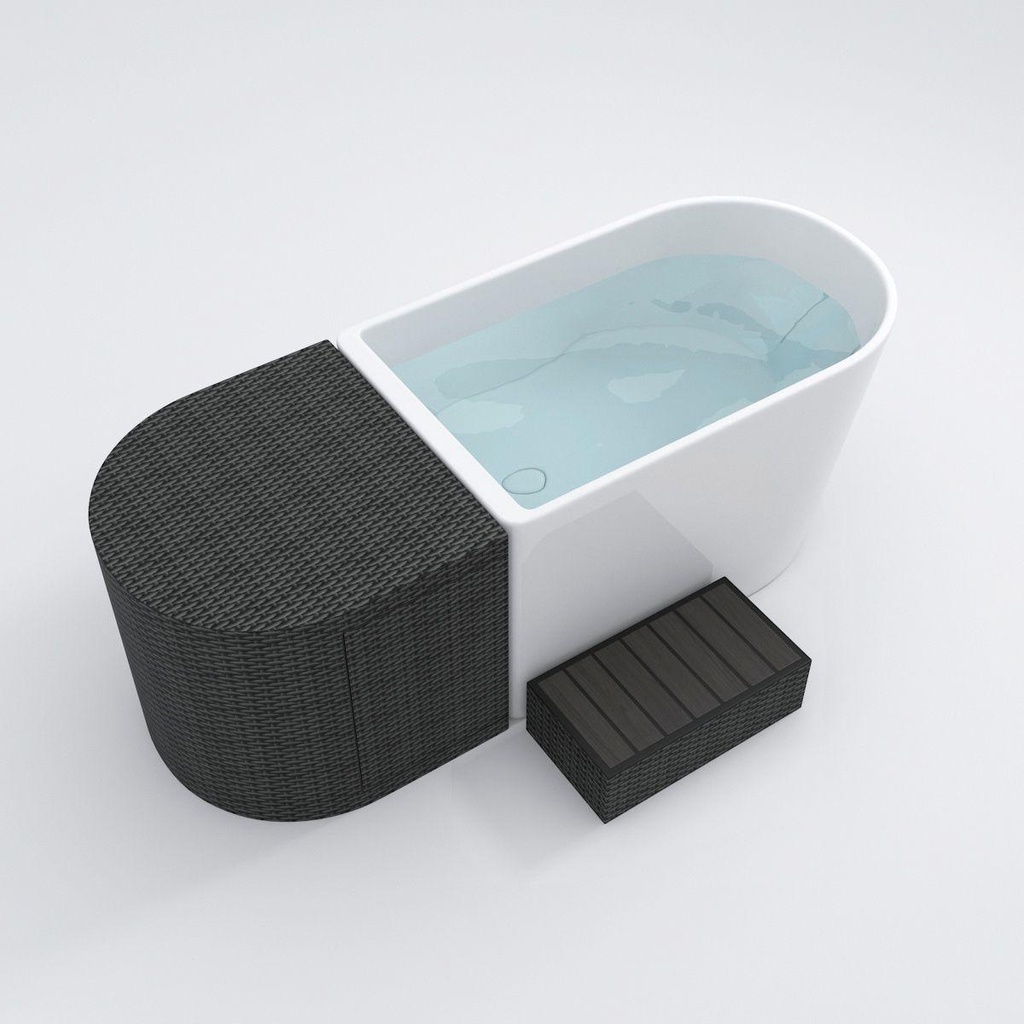[BST-OC-500-V1] Nordic U-Shape Icetub (Blanco con escalón de teca, Negro)